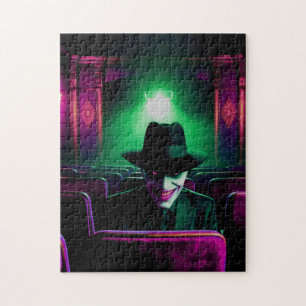 Creepy Man in Haunted Theater on Halloween night! Jigsaw Puzzle