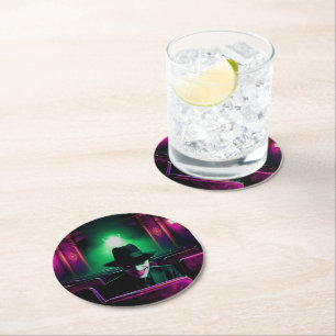 Creepy Man in Theater!  Round Paper Coaster