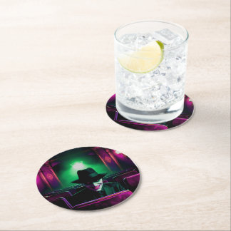 Creepy Man in Theater! Round Paper Coaster