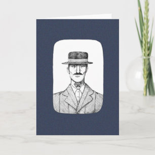 Creepy Man Throat tattoo with moth spooky Goth art Card