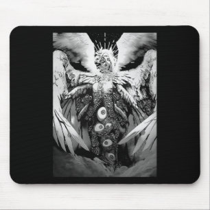 Creepy Manga Biblical Angel Scary Eyes Horror Hall Mouse Pad