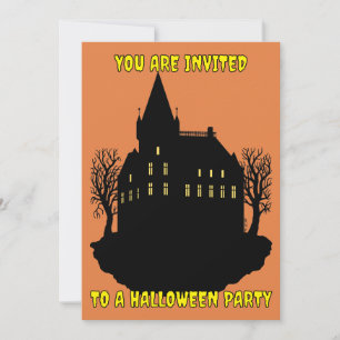 Creepy Mansion in Silhouette Invitation