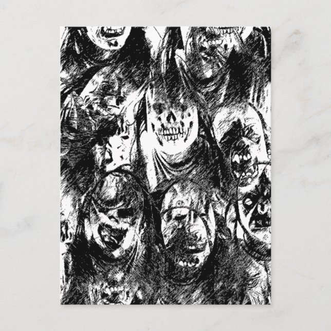 Creepy Masks  Postcard (Front)