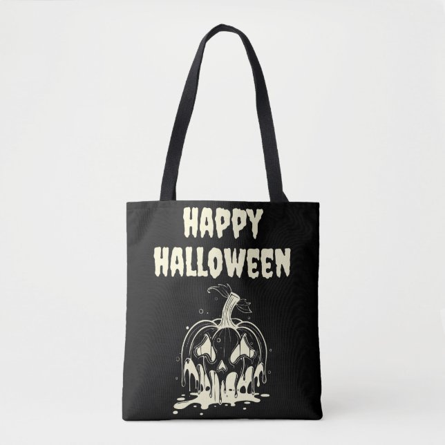 Creepy Melting Pumpkin Happy Hallowen  Tote Bag (Front)