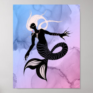Creepy Mermaid Dark Fantasy Monster Goth Poster