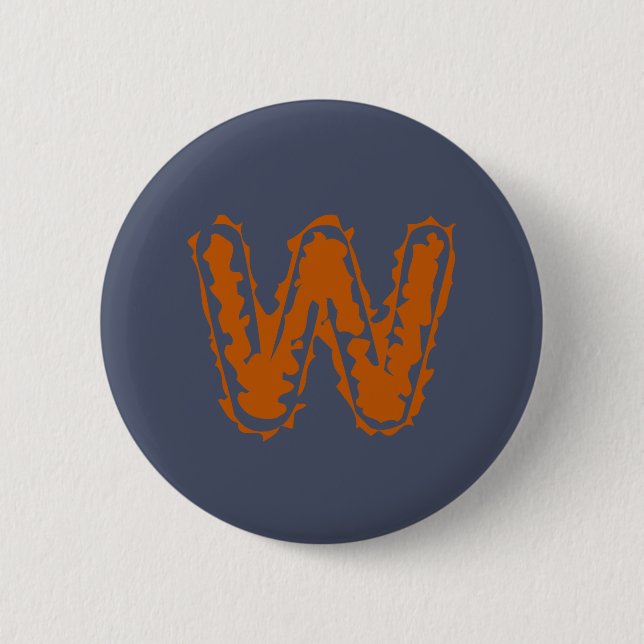 Creepy Monogram Clashing Orange on Blue 6 Cm Round Badge (Front)