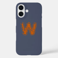 Creepy Monogram Clashing Orange on Blue