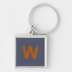 Creepy Monogram Clashing Orange on Blue Key Ring