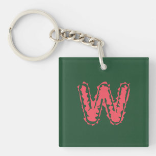 Creepy Monogram Clashing Pink on Green Key Ring