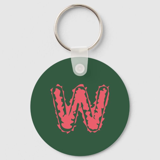 Creepy Monogram Clashing Pink on Green Key Ring (Front)