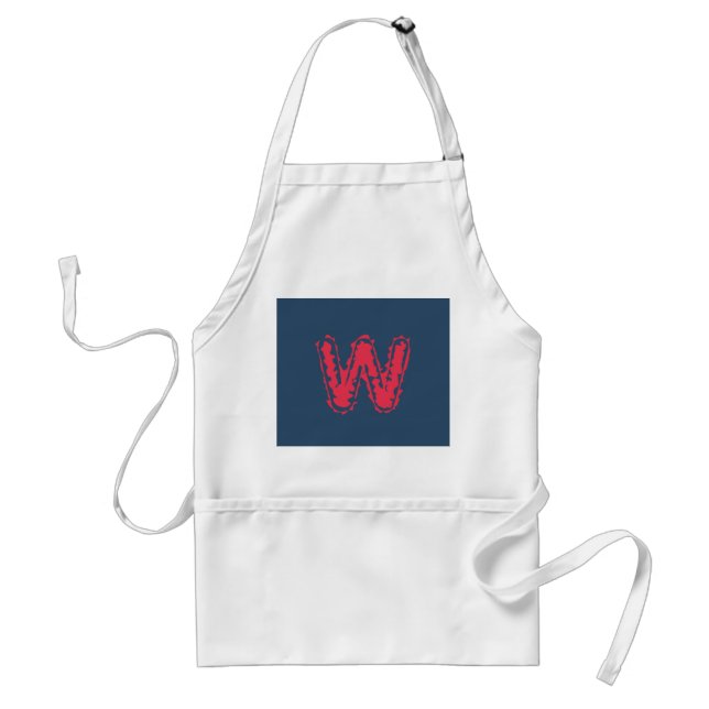 Creepy Monogram Clashing Red on Blue Standard Apron (Front)