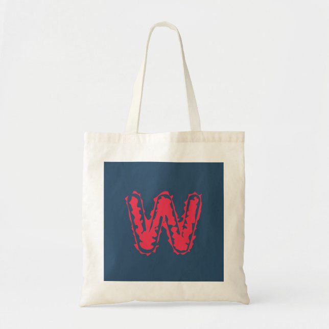 Creepy Monogram Clashing Red on Blue Tote Bag (Front)