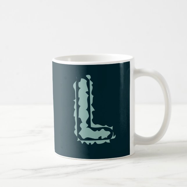 Creepy Monogram Mint Green on Deep Blue Coffee Mug (Right)