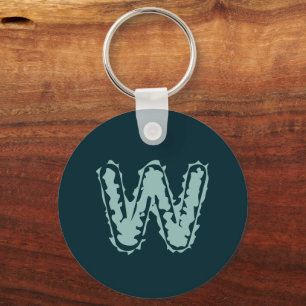 Creepy Monogram Mint Green on Deep Blue Key Ring