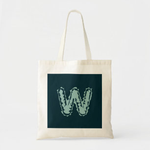 Creepy Monogram Mint Green on Deep Blue Tote Bag