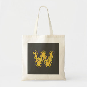 Creepy Monogram Moody Yellow on Dark Grey Tote Bag