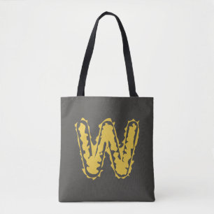 Creepy Monogram Moody Yellow on Dark Grey Tote Bag