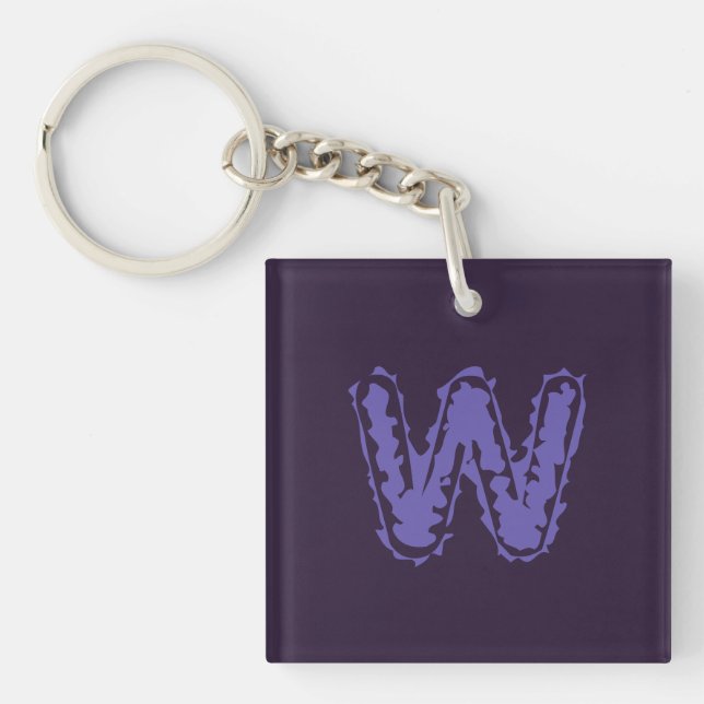 Creepy Monogram Purple on Purple Key Ring (Front)