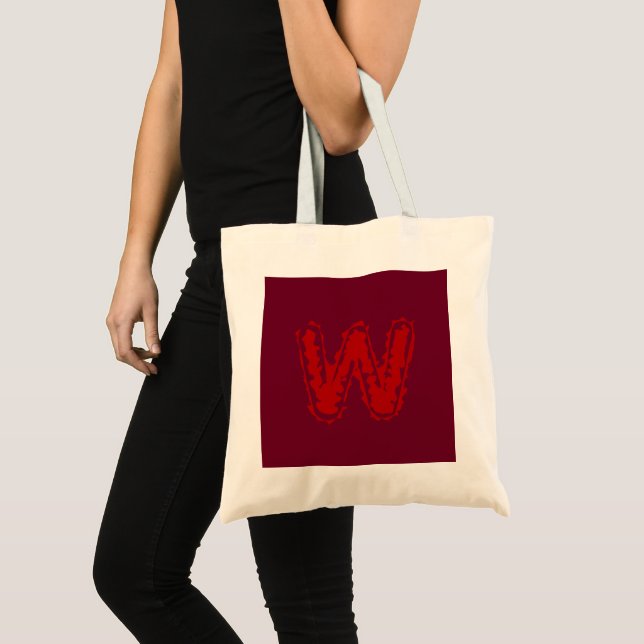 Creepy Monogram Red on Red Tote Bag (Front (Product))