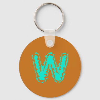 Creepy Monogram Toxic Green on Orange Key Ring