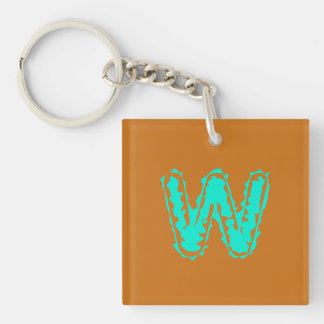 Creepy Monogram Toxic Green on Orange Key Ring