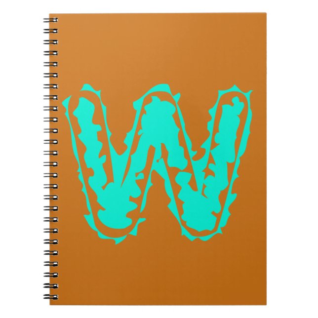 Creepy Monogram Toxic Green on Orange Notebook (Front)