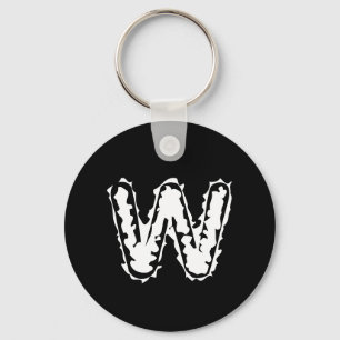 Creepy Monogram White on Black Key Ring