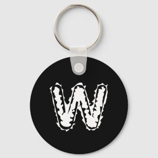Creepy Monogram White on Black Key Ring