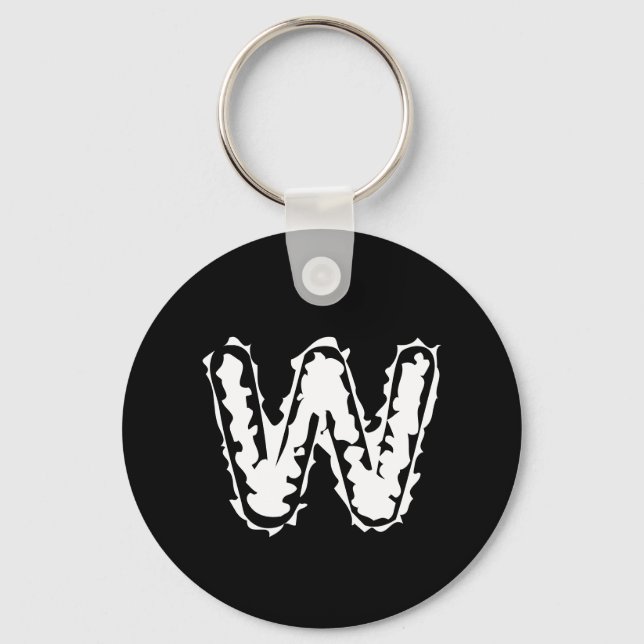 Creepy Monogram White on Black Key Ring (Front)