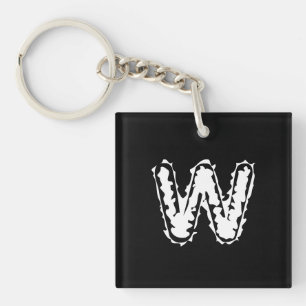 Creepy Monogram White on Black Key Ring