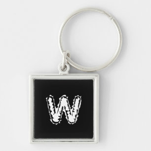 Creepy Monogram White on Black Key Ring