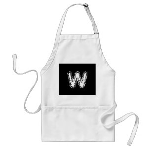 Creepy Monogram White on Black Standard Apron