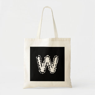 Creepy Monogram White on Black Tote Bag