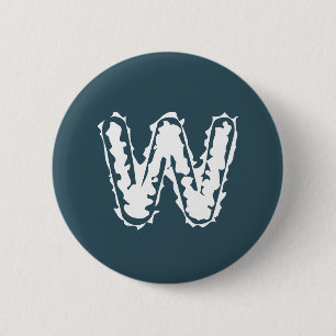 Creepy Monogram White on Blue 6 Cm Round Badge