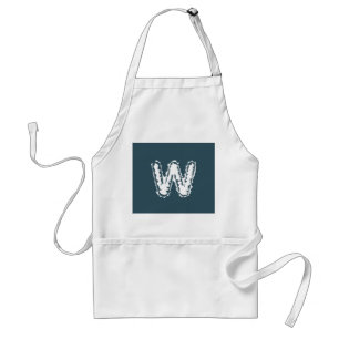 Creepy Monogram White on Blue Standard Apron
