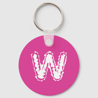 Creepy Monogram White on Pink Key Ring