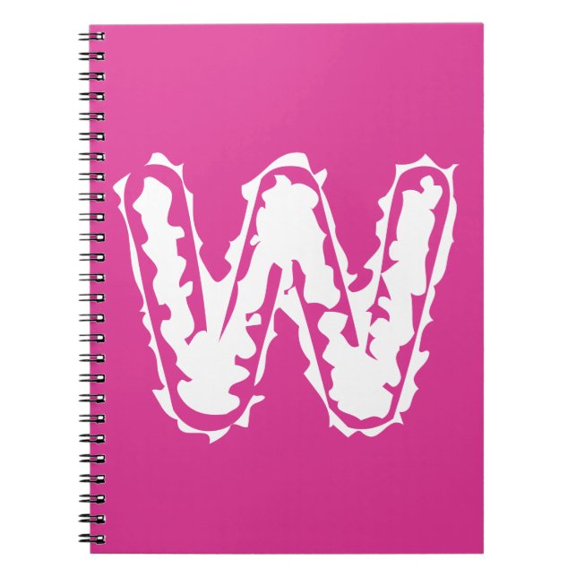 Creepy Monogram White on Pink Notebook (Front)