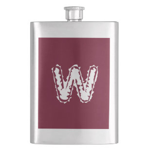 Creepy Monogram White on Red Hip Flask