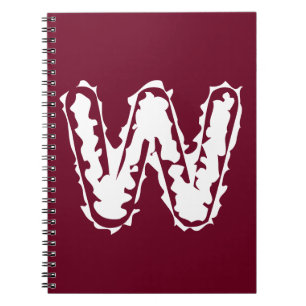 Creepy Monogram White on Red Notebook