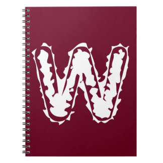 Creepy Monogram White on Red Notebook