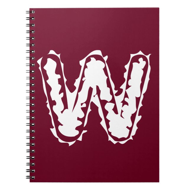 Creepy Monogram White on Red Notebook (Front)