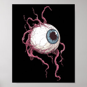 Creepy Monster Eye Tattoo Style Horror Graphic Poster