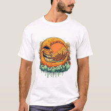 Creepy Moon Burning Village Graphic Tee