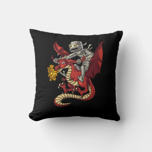 Creepy Mummy Riding Magical Dragon Halloween Cushion