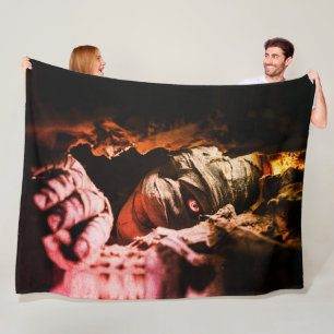 Creepy Mummy Wall Art – Dark Horror Portrait Print Fleece Blanket