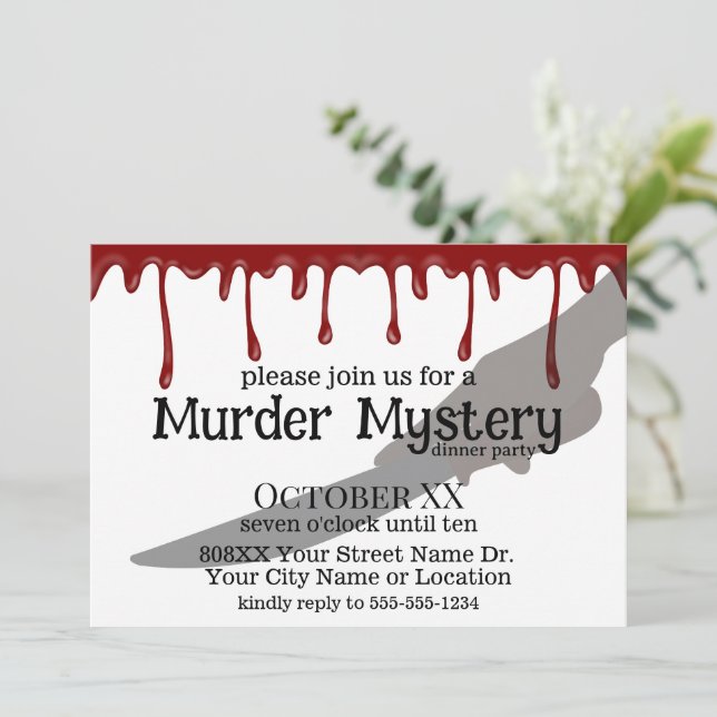 Creepy Murder Mystery Dinner Party Invitation (Standing Front)