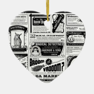 creepy newspaper ceramic ornament