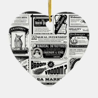 creepy newspaper ceramic ornament