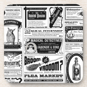 creepy newspaper coaster