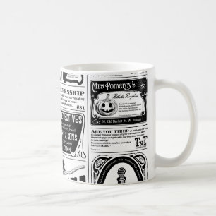creepy newspaper coffee mug